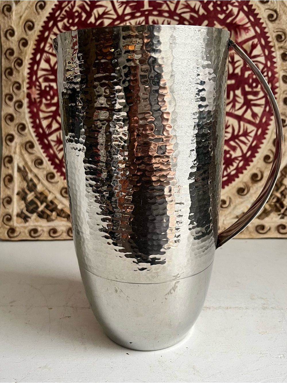 Crate and Barrel Graham 82 oz. Hammered Metal Pitcher